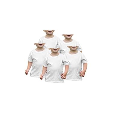 Imagem de Kit 5 Camisetas Lisa Algodão Manga Curta Infantil Branca Tamanho 08