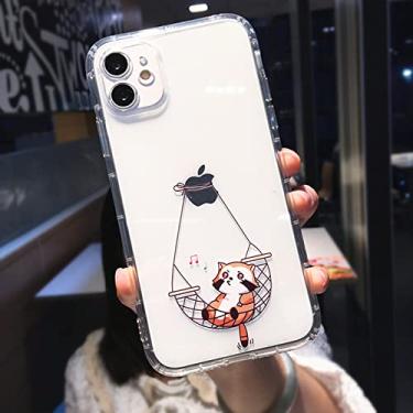 Imagem de Capa de telefone de animal bonito dos desenhos animados cão gato porco para iPhone 14 11 13 Pro MAX XS XR X 12 Mini 7 8 Plus Transparente TPU macio capa à prova de choque, gato na cama, para iPhone 1