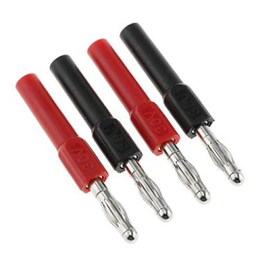 Imagem de DGZZI 4 mm soquete banana 4 peças adaptador conector isolado 30 VAC/60 VDC 10 A cobre banana plugue preto e vermelho