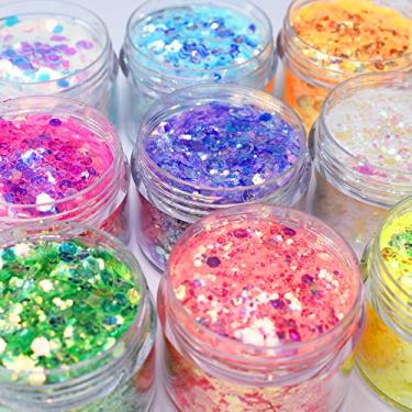 Imagem de Body Glitter Wenida 9 cores 190 g Iridescente Ultra Brilhante Opala Grossa Glitter Cosmetic Festival Maquiagem Pó para Unhas Cabelo Rosto Olho