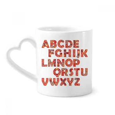 Imagem de Flor folha A letra A-Z padrão caneca café cerâmica copo de coração de vidro