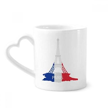 Imagem de Caneca Torre Eiffel Paris França contorno caneca café cerâmica copo de coração de vidro
