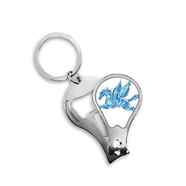 Imagem de Cortador de unha azul asa de cavalo arte animal grão abridor chaveiro tesoura