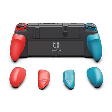 Imagem de Skull & Co. NeoGrip for Nintendo Switch OLED and Regular Model: An Ergonomic Grip Hard Shell with Replaceable Grips [to fit All Hands Sizes] [No Carrying Case] - Azul neon e Vermelho neon