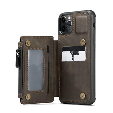 Imagem de Para iphone 14 13 12 11 Pro XS Max XR 7 8 Plus Couro Flip Phone Case Zipper Credit Card Wallet Cover, Coffee, for iPhone 14