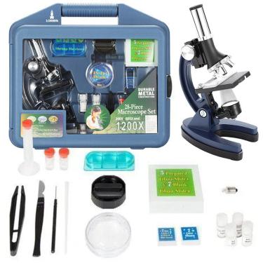 Imagem de Microscópio Infantil 28 Peças Lorben Educacional Portátil 300x 600x 1200x com Maleta