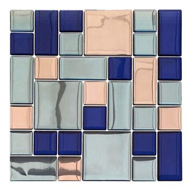 Imagem de Pastilha Adesiva Azul Cromado Resinada Kit 4 Placas