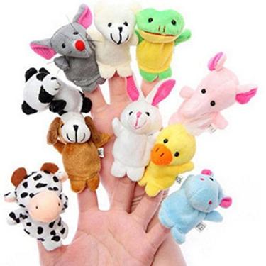 Imagem de Dedoches Mini Fantoche de Dedo 10 peças Brincadeira Brinquedo Teatro Teatrinho Animais Cachorrinho Vaca Urso Pato Bichinho Pelúcia Bicho Bebê