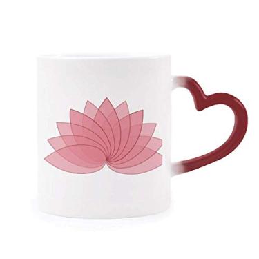 Imagem de Caneca de flor de lótus com ilustração de flor de planta, sensível ao calor, caneca de grés que muda de cor vermelha