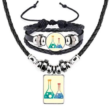 Imagem de Conjunto de joias de pulseira de couro com estampa de química e dois cônicos