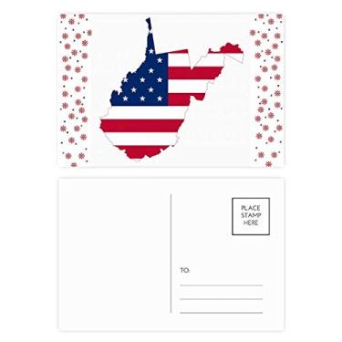 Imagem de Virginia USA Mapa Ocidental Estrelas Listras Bandeira Natal Natal Celebração Cartão Postal Bênção Cartão de Correio