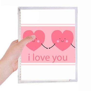Imagem de Diário de folhas soltas para dia dos namorados rosa lindo sorriso rosto corações diário recarregável papelaria