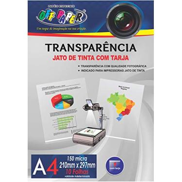 Imagem de Transparencia A4 Jato de Tinta com Tarja, Off Paper, 10447, Inkjet, 150g, 10 Unidades