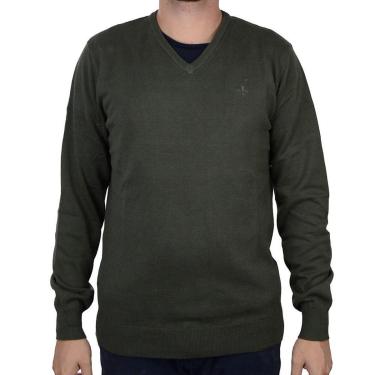 Imagem de Blusa Masculina Dudalina ML Tricot Verde Escuro - 660206-Masculino