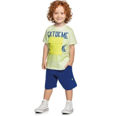 Imagem de Conjunto Infantil Menino Verão Camiseta Malha Estonada E Bermuda 2 peças Tam 1 a 8 - Angerô-Masculino