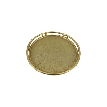 Imagem de Bandeja Decorativa Redonda de Resina Dourado 24cm CD0223 BTC