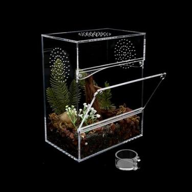 Imagem de Gabinete de tarântula acrílica para aranhas saltadoras com porta de abertura frontal de 19 x 12 x 25 cm terrário de micro habitat para pequenas árvores de répteis, aranhas e invertebrados (gabinete e