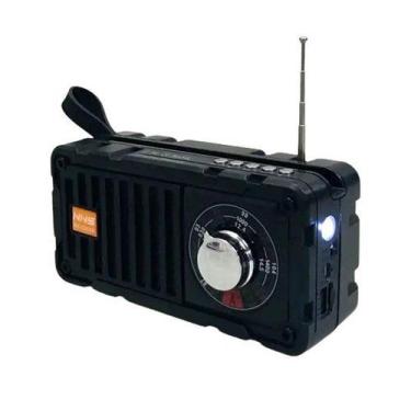 Imagem de Caixa de Som Rádio Solar Recarregável USB Lanterna Preto - Gici Decor