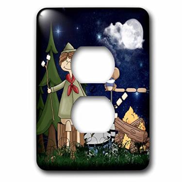 Imagem de 3dRose lsp_101838_6 Camper de escoteiro na floresta com um esquilo e Marshmallows 2 tomadas, multicolorido