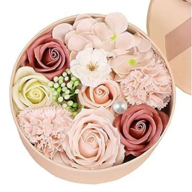 Imagem de Sabonete de banho luxuoso com flores perfumadas de rosas e cravos com haste, sabonete de flores em caixa de presente, presente para aniversário, dia dos namorados, dia das mães,