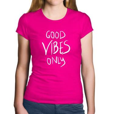 Imagem de Baby Look Algodão Good Vibes Only - Foca na Moda, Rosa, G