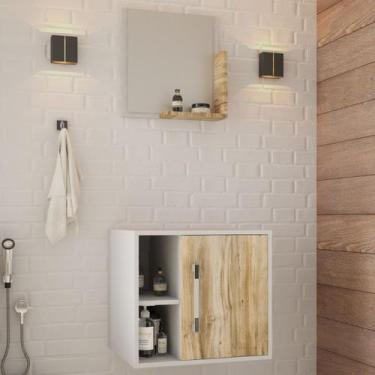 Imagem de Armário de Banheiro Olivia 1 Porta 2 Prateleiras com Espelho Branco Ch