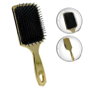 Imagem de Escova Raquete Profissional Almofadada Dourada - mofashi, Dourado