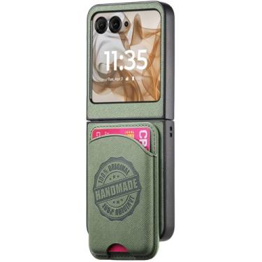 Imagem de POYUFRG Capa magnética para Motorola Razr 60 Ultra/60 Pro/60, carteira destacável com porta-cartões, capa de couro leve, verde, 60 Ultra