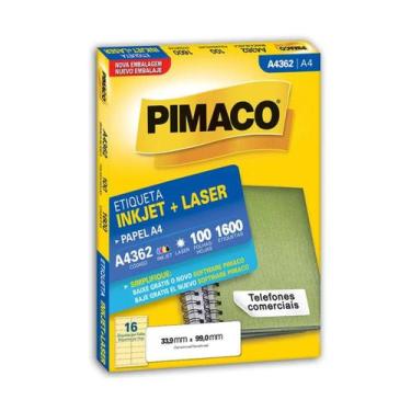 Imagem de Etiqueta pimaco a4362 33,9 x 99,0 c/ 100 fls - 16 etiq. p/ folha