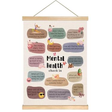 Imagem de You found a duck Tabela de bateria de verificação de humor de saúde mental, arte de parede em tela para sala de aconselhamento, sala de aula escolar, 35,5 x 47 cm (saúde mental colorida)