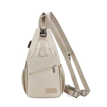 Imagem de LOVEVOOK Bolsa tiracolo feminina casual, de nylon, alça transversal, bolsa de ombro de viagem, mochila de caminhada, Damasco, Medium, Lazer ao ar livre