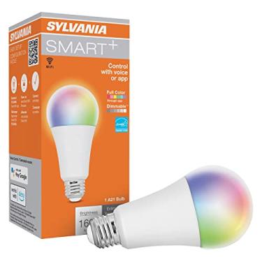 Imagem de Lâmpada inteligente LED WiFi Sylvania, 14,5 W, cor completa e ajustável branca A21, regulável, apenas para Alexa, atalhos Siri e Google Home - 1 pacote (75806)