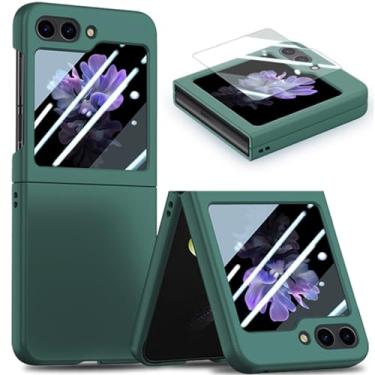 Imagem de Capa para Samsung Z Flip 5 com vidro temperado completo de 360 graus ultrafino para PC para Samsung Galaxy Z Fold 3 4 5 Flip 5 5G, verde escuro, para Samsung Z Fold 5