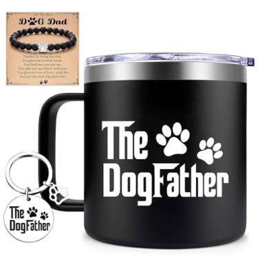 Imagem de Fufendio Presentes de Natal para pai de cachorro - Caneca de aço inoxidável The Dog Father 400 ml - Presentes de aniversário de dia dos pais para homens amantes de cães pai ele