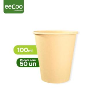 Imagem de eeCoo - Copo de Papel Ecológico 100 ml – Película à Base d’Água, Atóxico e Compostável – 50 Unidades