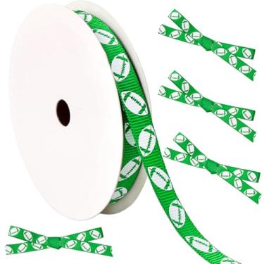 Imagem de LLMSIX Fita de futebol, fitas de futebol de gorgorão de 9,5 cm de largura para artesanato, fita de torcida com tema de rúgbi para decorações de festas esportivas, artesanato, arcos de cabelo faça você