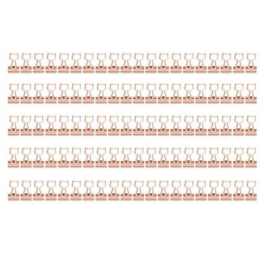 Imagem de Clipes de pasta mini clipes de papel pequenos clipes de pasta divertido oco forma de gato metal ferro forte força de fixação para escritório em casa uso escolar 100 peças (Ouro Rosa)