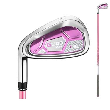Imagem de Tacos de golfe femininos, G300 7# ferro mão esquerda única aço inoxidável/carbono vara de treinamento feminina LH Golf Practice Clubs (com eixo de carbono, esquerda)