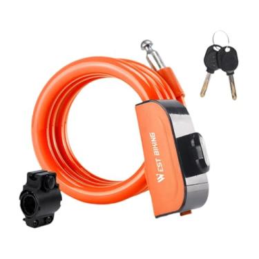 Imagem de kowaku Cadeado para bicicleta com 2 chaves, cadeado de cabo profissional para bicicleta, de para uso externo, Laranja