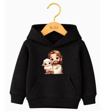 Imagem de Moletom Canguru Infantil Estampa Jesus Ovelhinha 1014 Delicado Fofo Vo
