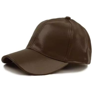 Imagem de Boné de Couro PU Premium Aba Curva Ajustável Casual Unissex Confortáve