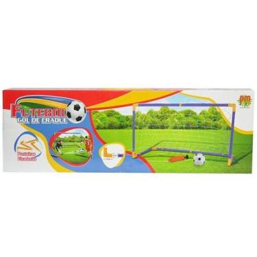 Imagem de Kit jogo de futebol chute a gol com trave grande 118cm completo com bo