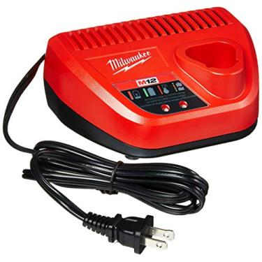 Imagem de Milwaukee Carregador de bateria original OEM 48-59-2401 M12 de íon de lítio de 12 volts com indicação de LED, vermelho