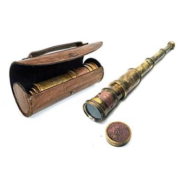 Imagem de Telescópio de latão do Regimento Scout 48 cm Londres 1940 Broadhurt Clarkson Antigo Réplica Spyglass Scope Lente DF de Alta Resolução Ampliação Brilhante