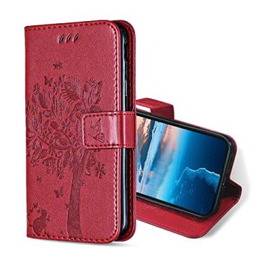 Imagem de KANVOOS Capa para Samsung Galaxy Note 10 5G/4G carteira com suporte para cartão, capa flip de couro PU [capa interna de TPU], capa à prova de choque para Samsung Note 10 5G/4G (vermelha)