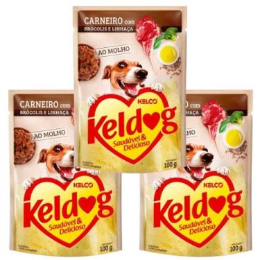 Imagem de Ração Úmida Cães  Keldog Carneiro Brócolis e Linhaça 100g 3u - Kelco