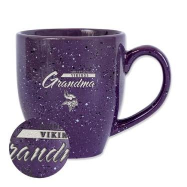 Imagem de Rico Industries NFL Football Minnesota Vikings Grandma Puple 473 ml Caneca de café de cerâmica salpicada gravada a laser