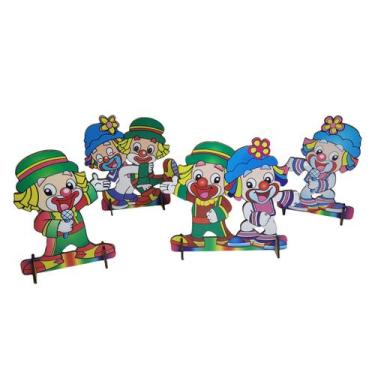 Imagem de Totens de Mesa Decoração Palhacinhos Kit com 4 Displays Mdf Adesivado 