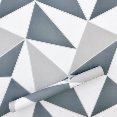 Imagem de Adesivo Papel Parede Autocolante Cozinha Quarto Sala Hall 10 Mt (Geometrica Cinza Azul)