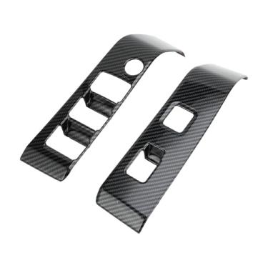 Imagem de REPAIROCK 1 conjunto de capa de painel de interruptor de janela da porta frontal para Toyota Tacoma 2016-2023 Master Power Window Switch Cover Trim Padrão de fibra de carbono ABS preto